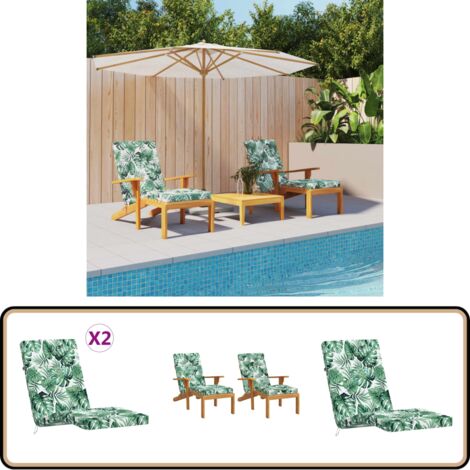 Lot De 2 Housses De Coussin De Chaise Longue D'extérieur – 203,2 X 66 X