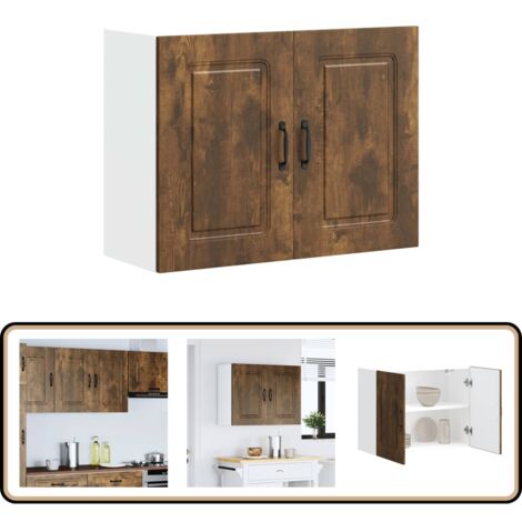 Armoire De Cuisine Basse Kalmar Chêne - 80x46x81,5 Cm Avec Tiroir Et Porte, Bois D'ingénierie