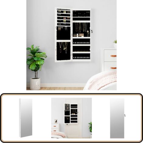 Armoire à Bijoux Murale Avec Miroir - Rangement Organisé Pour Colliers, Boucles, Bagues - Noir Élégant