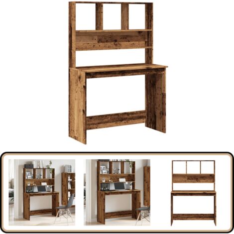 vidaXL Bureau avec étagères vieux bois 102x45x148 cm bois d'ingénierie