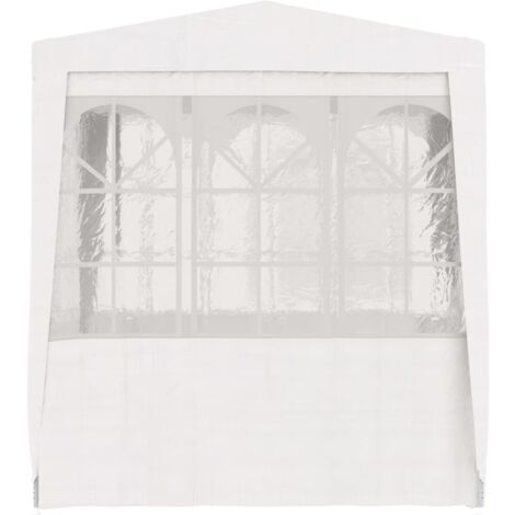 Tente De Réception 4x4 M Avec Parois Latérales - Blanc, Toile PE 90g/m², Cadre Acier - Pour Jardin, Fêtes Extérieures
