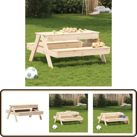 Table De Pique-nique Avec Bac à Sable Deluxe – 4 Enfants, Bois FSC, Plateau Amovible, Housse Incluse, 110 X 91 Cm