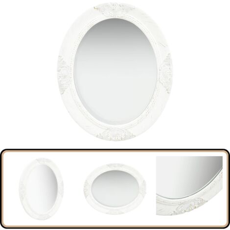 Set Mural 2 Pièces Style Baroque - Miroir + Console/étagère - Cadre Or/blanc - Dimensions 44x38 Cm - Neuf