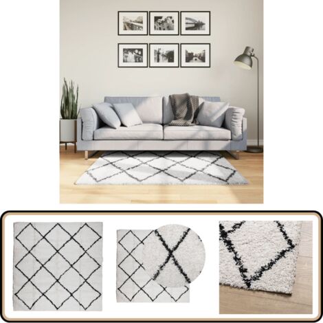 Tapis Shaggy Noir 200x200 Cm à Poils Longs - Polyester Doux Et Moelleux, Antidérapant - Pour Salon, Chambre, Décoration Moderne - 11