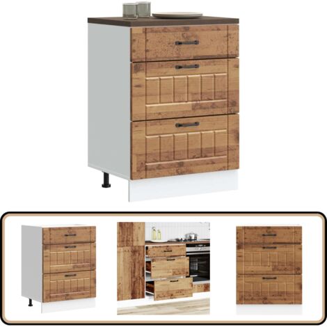 VidaXL Armoire De Cuisine Lyon Noir - Rangement Spacieux En Bois D'Ingénierie Avec Pieds Réglables