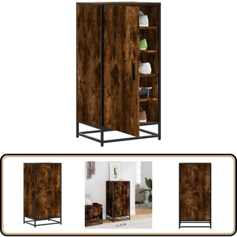 vidaXL Étagère à chaussures chêne fumé 48x38x97,5 cm bois d'ingénierie (1/5)