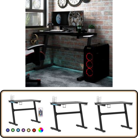 Bureau Gamer KESSER 100x60cm - Forme Z Avec Porte-Gobelet Et Crochet Casque