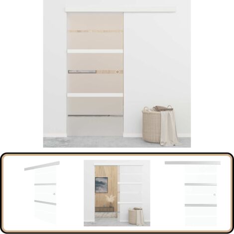 Porte coulissante Verre ESG et aluminium 90x205 cm Argenté - Porte Coulissante - Porte Vitrée - Porte En Verre - Porte Moderne - Portes Intérieures (1/5)