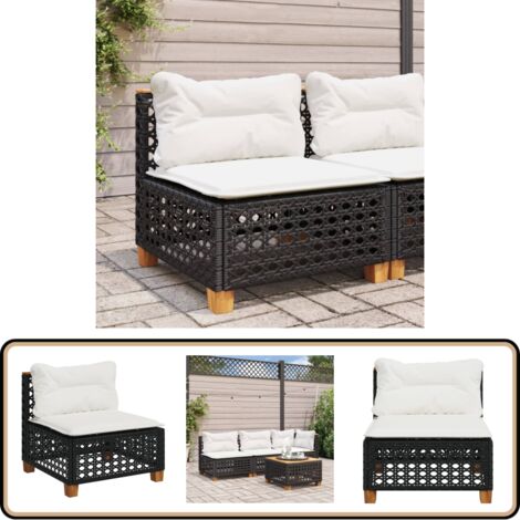 Canapé De Jardin 2 Places En Résine Tressée Noir - Sans Coussins, Design Modulaire, Résistant Aux Intempéries - 4