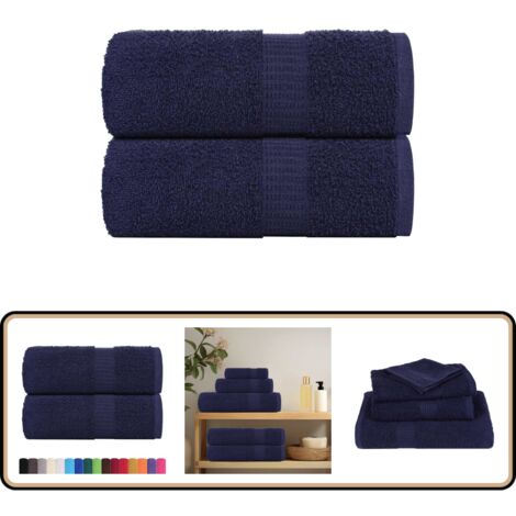 vidaXL Serviettes d'invité 2 pcs bleu marine 30x50 cm 100% coton (1/5)