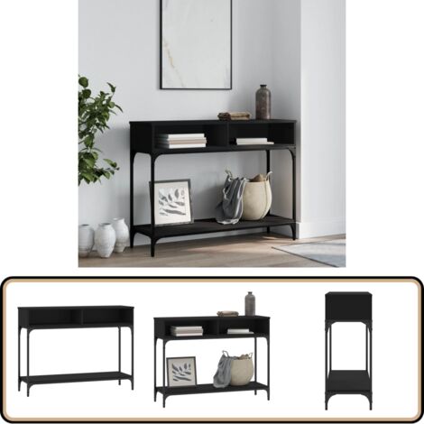 Table Console Noire Avec Tiroirs - Design Scandinave Pour Entrée Ou Salon 105x30x75 Cm
