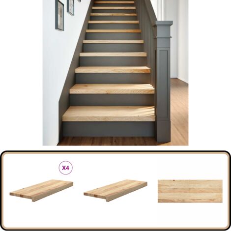 Marches D'escalier En Chêne Massif Non Traité – Lot De 4, Dimensions 90x25x2 Cm | Planche En Bois Pour Escalier Ou Rebord De Fenêtre, Bois Robuste Et Naturel