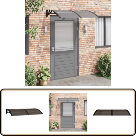 Auvent De Porte Extérieur 240x100 Cm - Panneaux Polycarbonate Transparent 5 Mm - Support ABS Gris - Résistant Aux Intempéries
