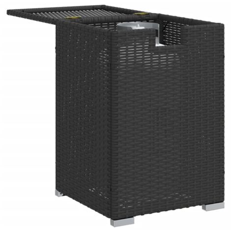 VidaXL Table De Couverture Bouteille Propane - Meuble Jardin Résine Tressée Noire Avec Rangement Et Table D'Appoint