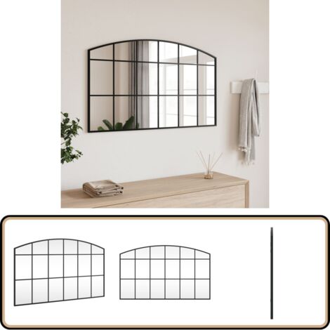 Miroir Mural Noir 60x130 Cm Arche Fer - Miroir Mural - Miroir Design Miroir Moderne Miroir Noir Decoration Murale 86094020