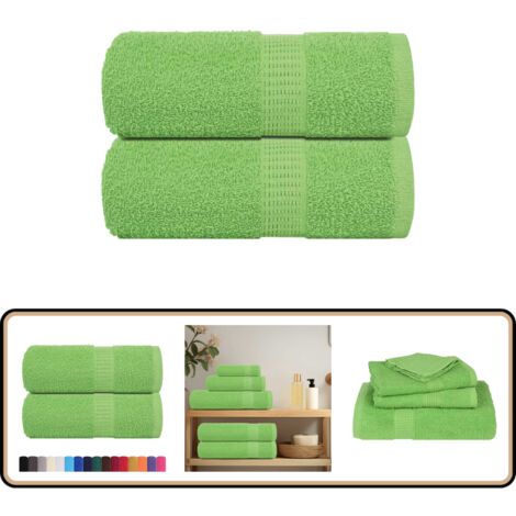 vidaXL Serviettes de visage 2 pcs vert pomme 30x30 cm 100% coton (1/5)
