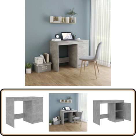 Bureau Gris béton 100x50x76 cm Bois d'ingénierie - Bureau Design ...