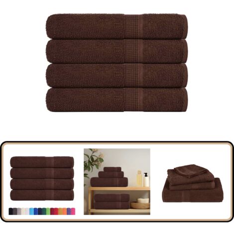 vidaXL Serviettes de sauna 4 pcs marron 80x200 cm 360 g/m² 100% coton (1/5)