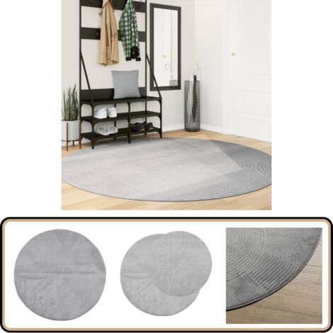 Grand Tapis Rond Gris 200 Cm - Poils Longs 20 Mm - Style Scandinave Bohème - Ultra Doux, Facile D'Entretien