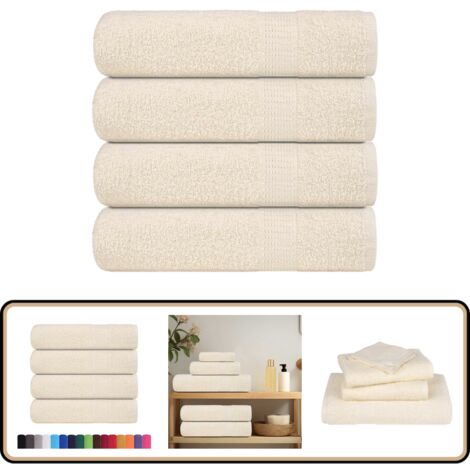vidaXL Serviettes de douche 4 pcs crème 70x140 cm 360 g/m² 100% coton (1/5)