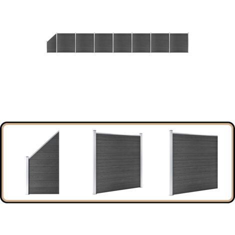 Ensemble de panneau de clôture WPC 1311x(105-186) cm Noir - Clôture Jardin - Clôture Résidentielle - Clôture Composite - Clôture WPC - Barrière Jardin (1/5)