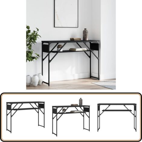 Table Console Noire Avec Tiroirs - Design Scandinave Pour Entrée Ou Salon 105x30x75 Cm - 9