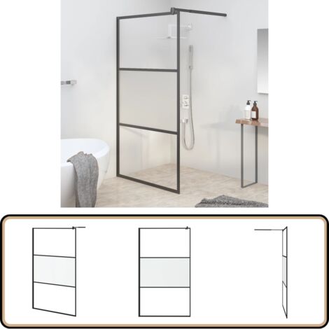 The Living Store Paroi de douche Noir 115x195 cm Verre ESG transparent