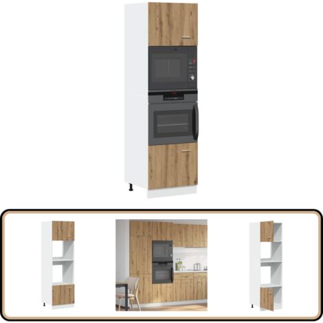 vidaXL Armoire à micro-ondes chêne artisanal 60x57x207 cm