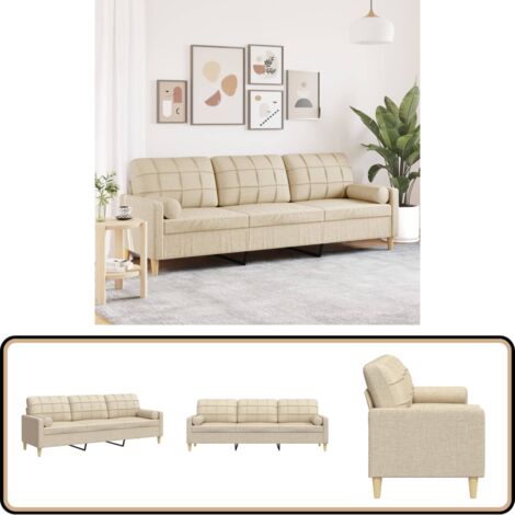 Canapé 3 places avec oreillers décoratifs taupe 210 cm tissu eu15933