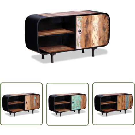 Meuble TV Avec 2 Portes Bois De Récupération Vintage2 - Maison