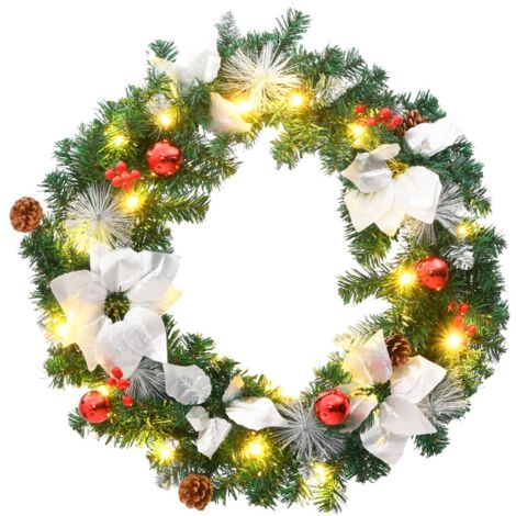 Couronne De Noël Washington 60 Cm – PVC Ignifuge – Décoration Porte Ou Mur