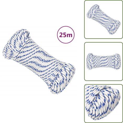Corde D'amarrage Marine - Polypropylène Bleu - Diamètre 20 Mm, Longueur 25 M - Résistance Rupture 2400 Kg - Pour Bateau, Camping, Extérieur