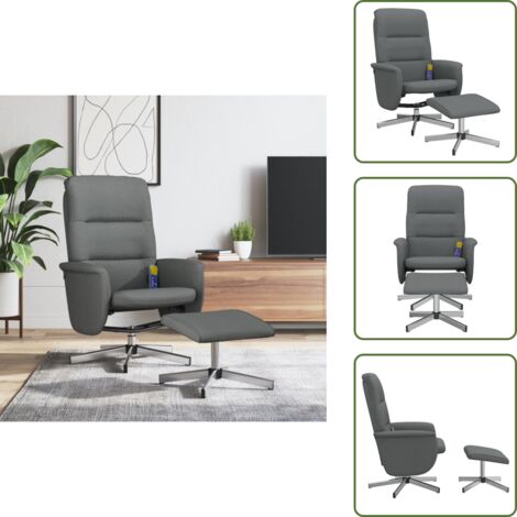 Fauteuil de massage inclinable Gris foncé Tissu - Fauteuil Inclinable - Fauteuil Massage - Chaise Relaxante - Fauteuil Ergonomique - Canapé Lit
