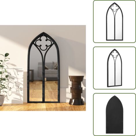 Miroir De Jardin En Fer – Noir, 100x45 Cm, Résistant Aux Intempéries, Déco Extérieur