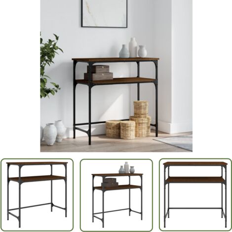 The Living Store Table console chêne marron 75x35,5x75 cm bois d ...