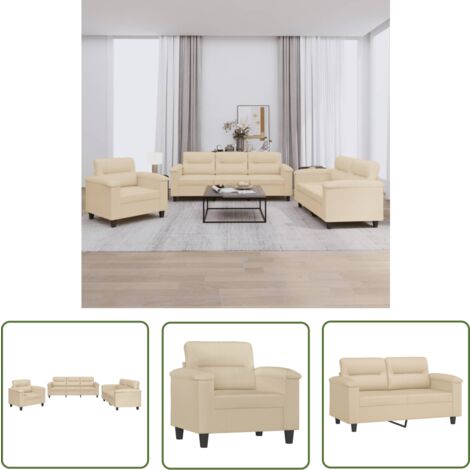 Canapé 3 Places Et Oreillers Et Coussins Crème 180 Cm Tissu VidaXL | Leroy Merlin