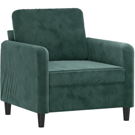 Canapé design 3 places en tissu effet velours vert kaki et métal noir JERRY