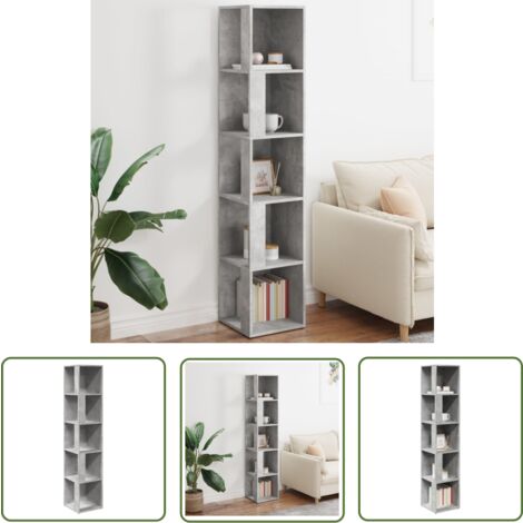 The Living Store Armoire d'angle Gris béton 33x33x164,5 cm Bois d'ingénierie - Meuble D'angle - Armoire D'angle - Rangement Mural - Étagère D'angle - Meuble Gris