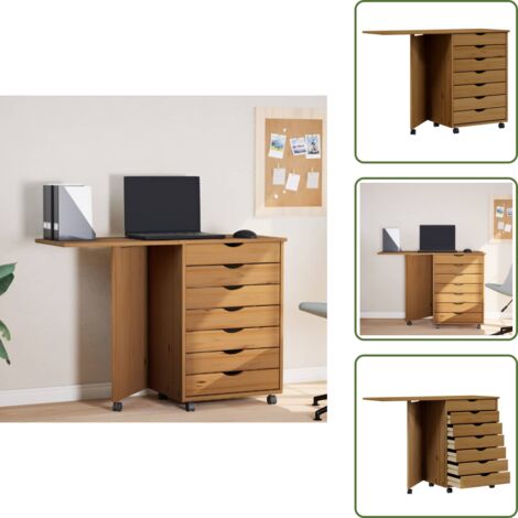 Meubles De Rangement,Armoire Roulante Avec Tiroirs MOSS Bois De Pin Marron Miel Cfw426839 91572871