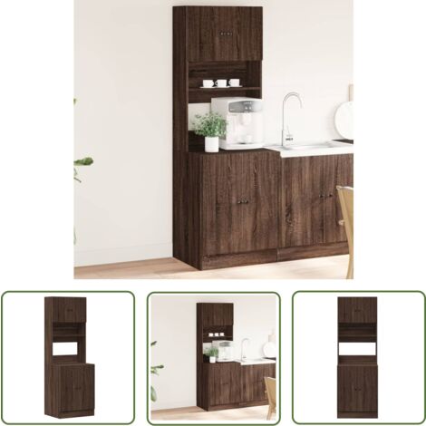 Armoire De Cuisine VidaXL En Chêne Fumé 95x50x180 Cm - Bois D'ingénierie, Avec Tiroir - Grand Rangement Pour Cuisine Ou Salle à Manger
