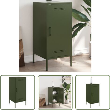 Buffet Vert Olive 36x39x72 Cm Acier - Buffet Design - Meuble Rangement Armoire Style Mobilier Salon Etagere Ouverte 86609665