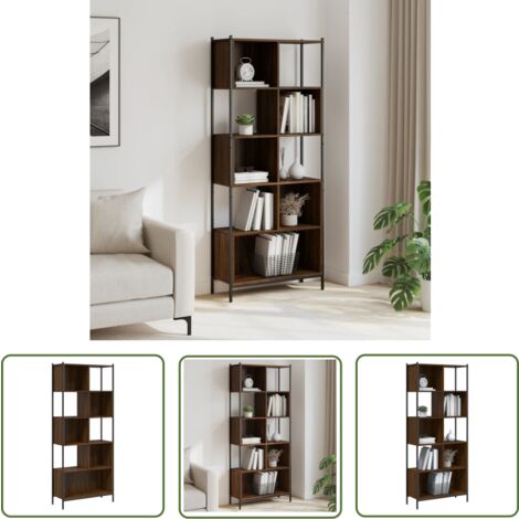 Bibliothèque étagère En Bois Chêne Marron - 40x24x102 Cm, Avec Portes, En Bois D'ingénierie, Rangement Livres Et Objets