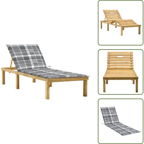 Coussin Universel Pour Chaise Longue De Jardin - Gris Avec Élastique - Confort Maximal