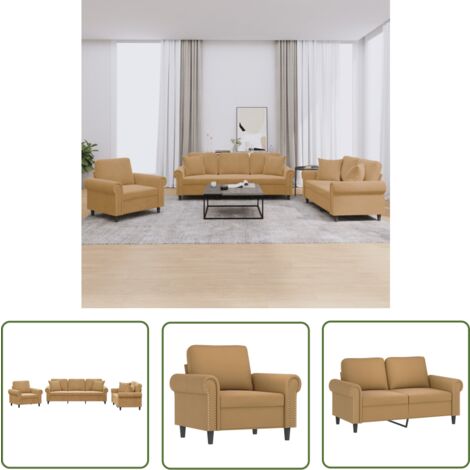 Canapé 3 et 2 places en microfibre aspect cuir vieilli CHESTERFIELD