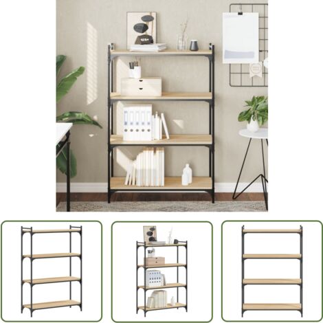 Annlera Étagère Bibliothèque 4 Niveaux 80x30x120 Cm – Style Industriel Noir, Bois Et Métal