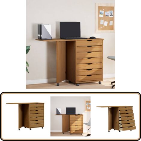 VidaXL Armoire à 5 Tiroirs Sur Roulettes – Meuble Rangement Bureau, Chambre Enfant, Bois Noir