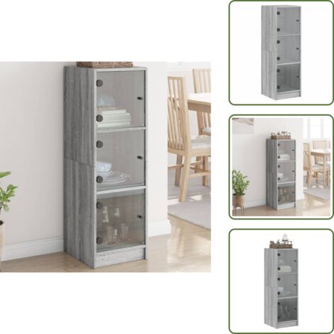 Buffet Commode Design [en.casa] - Meuble Rangement Salon Avec Portes Et Étagères En Acier Et Verre Ondulé - Vert Sapin 84x64x35cm