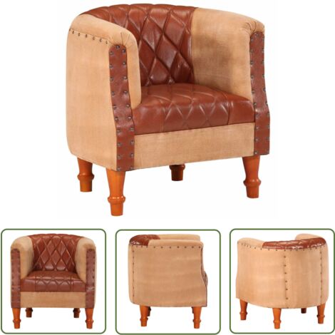 Fauteuil - QQMORA - MWX89731 - Cuir véritable - Bois de manguier massif