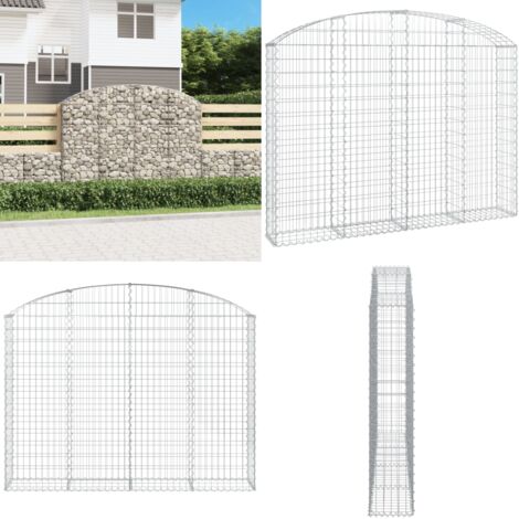 Panier Gabion Arqué 400x50x140/160 Cm - Fer Galvanisé - Barrière Jardin Décorative & Anti-Bruit