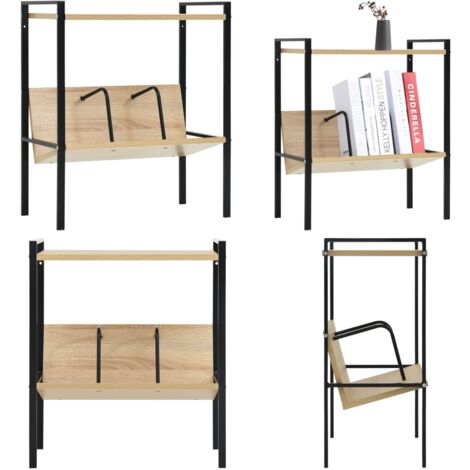 Bibliothèque 2 niveaux noir chêne 52x28x59 cm bois d'ingénierie - Bibliothèque Murale - Étagère Rangement - Bibliothèque Industrielle - Étagère Design - Meubles Salon - Home & Living (1/5)